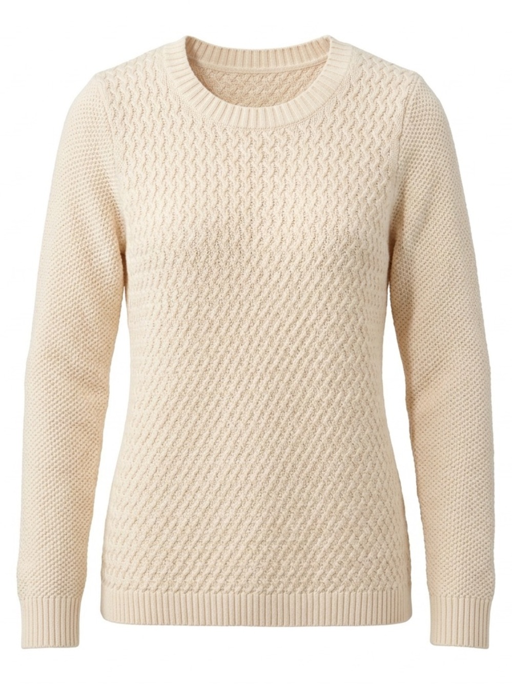 LL Bean womens cream 100% Cotton Sweater. Size XL, Machine washable. Cable knit